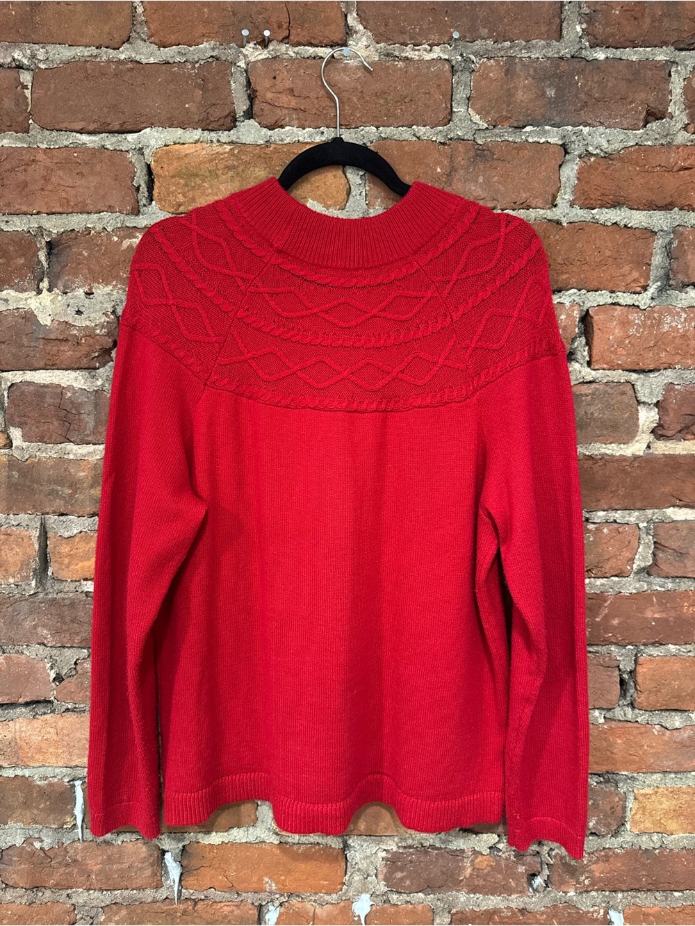Talbots Women’s Red Diamond Cable Crewneck Sweater (57% Cotton)